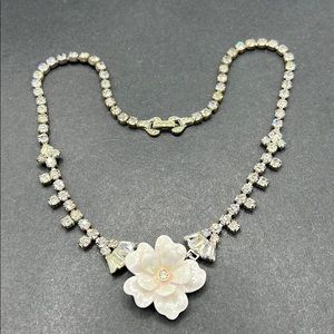 Vintage Parco rhinestone flower necklace
